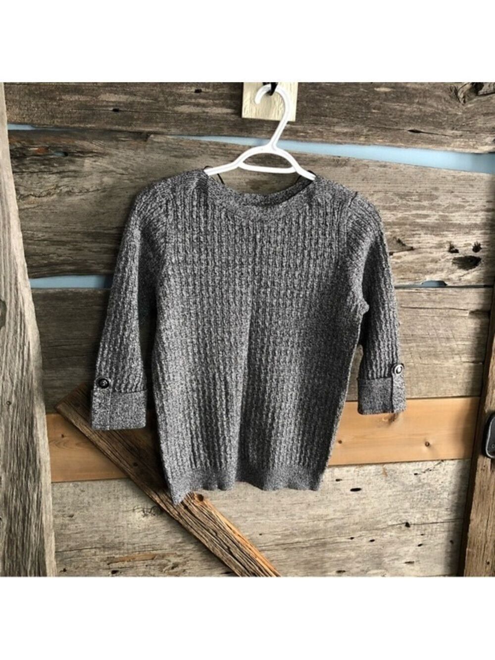 KAREN Scott Petites Size Large Grey Knit Sweater